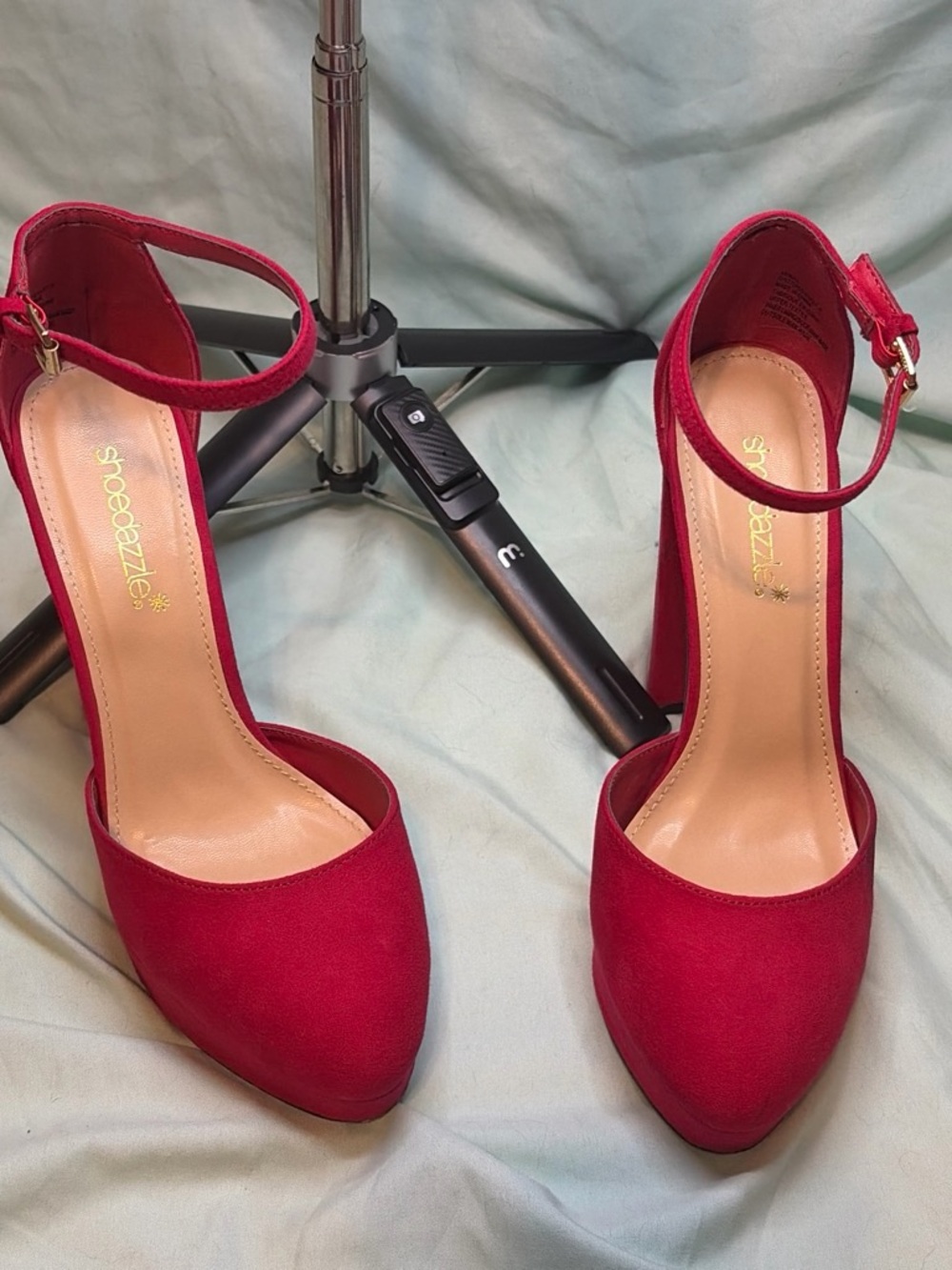 Shoe Dazzle Women's Red Ankle-Strap Block Heels